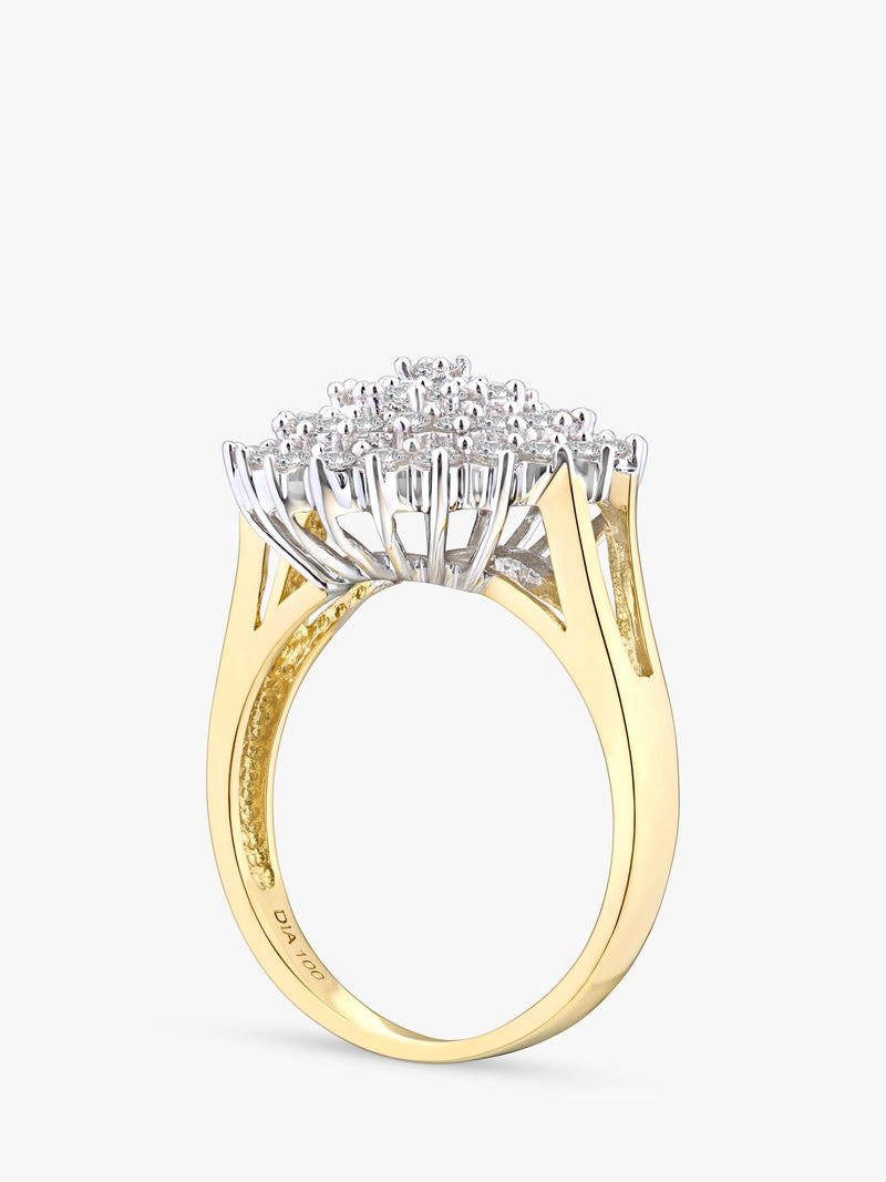 Mogul 18ct yellow gold cluster diamond ring - British product