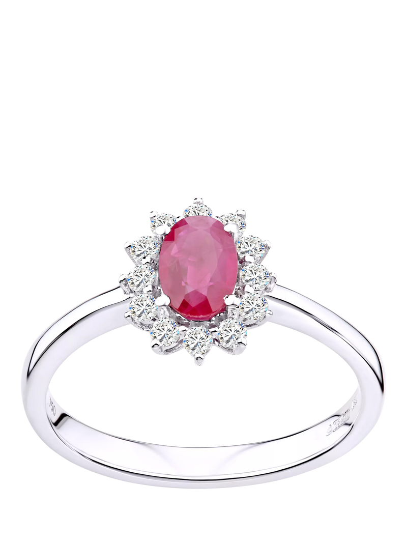 Mogul 18ct white gold diamond ruby ring (British brand)