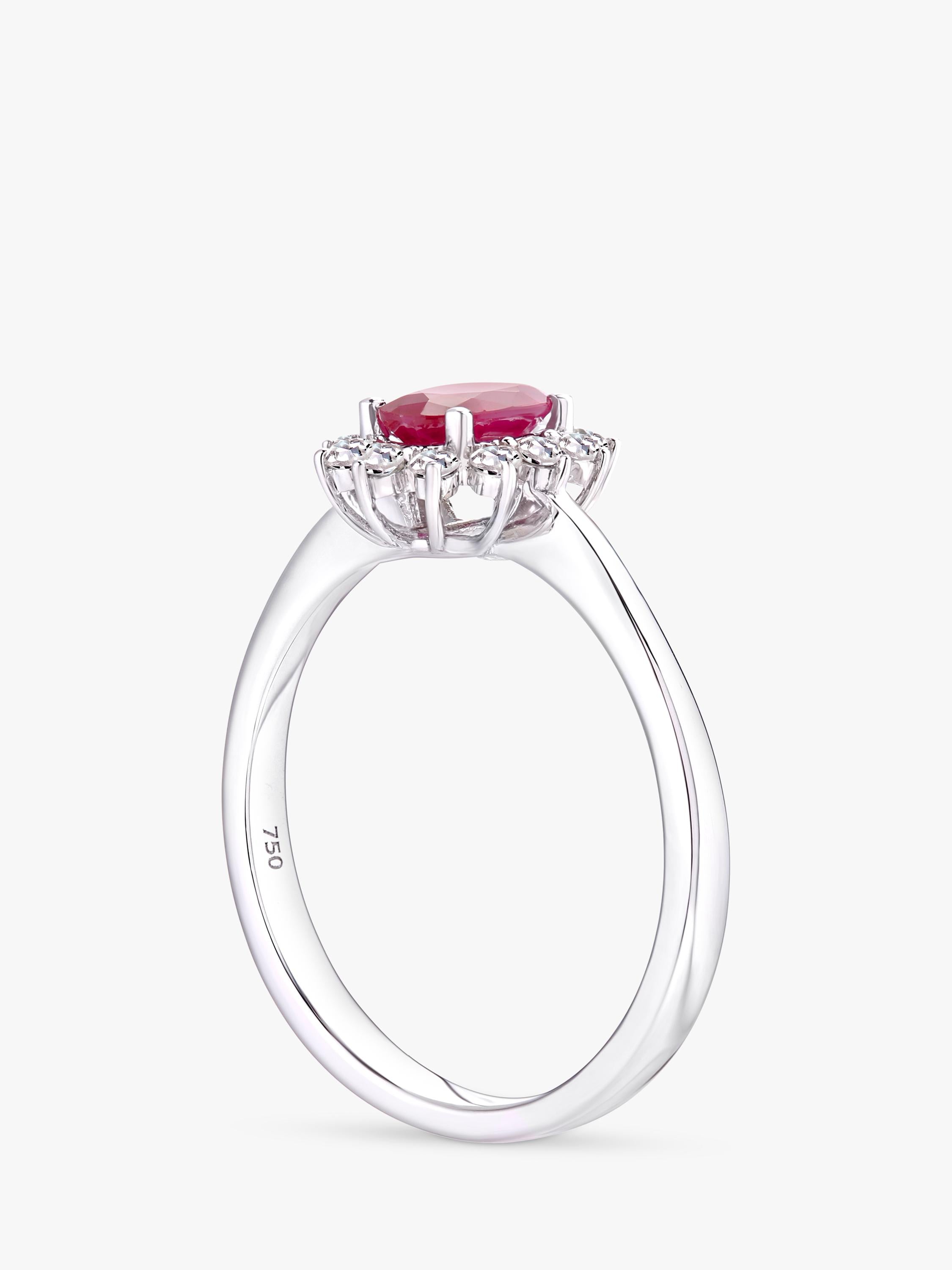 Mogul 18ct white gold diamond ruby ring (British brand)