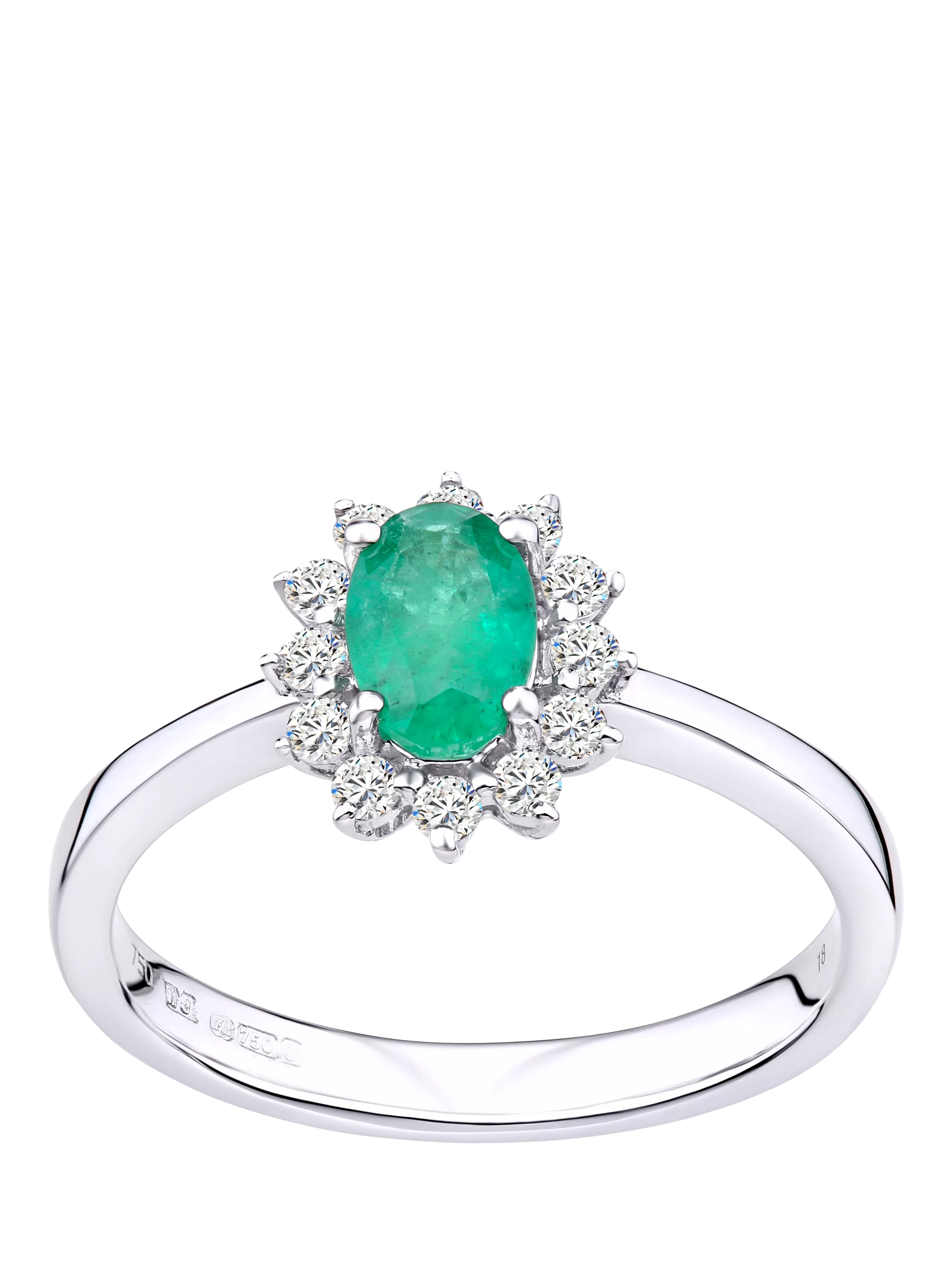 Mogul 18ct white gold emerald and diamond ring - British product