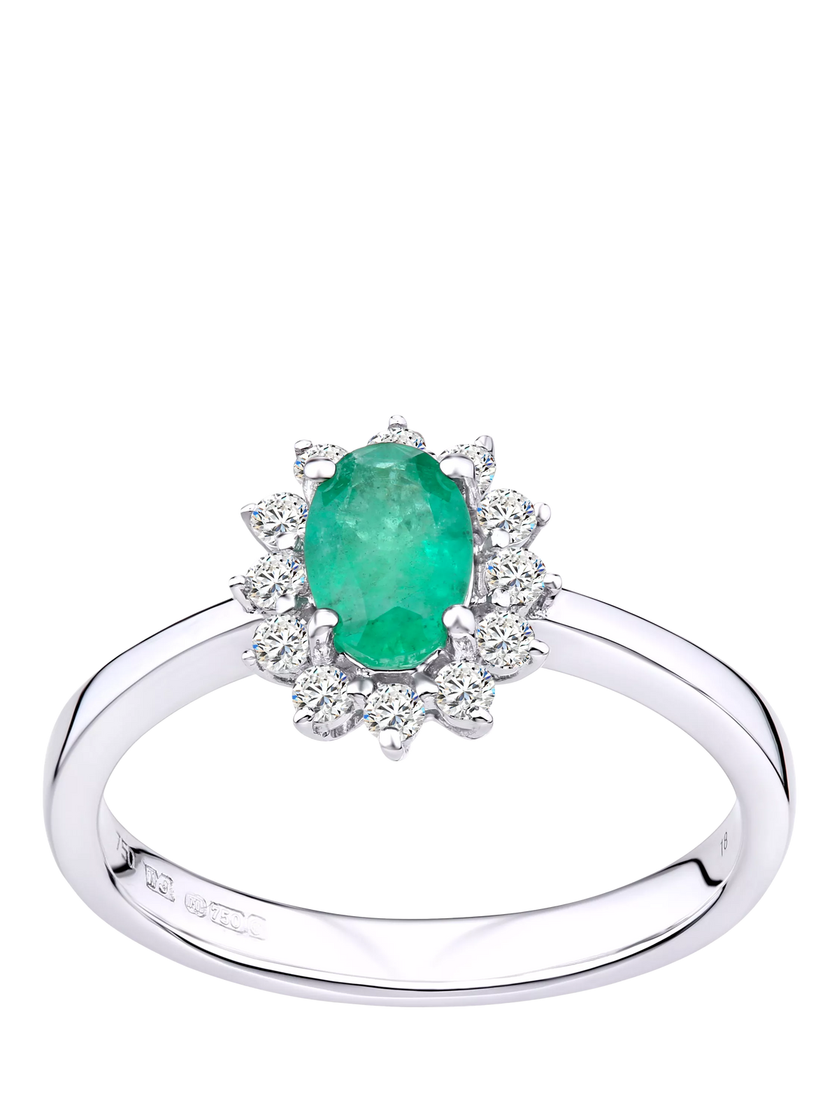 Mogul 18ct white gold emerald and diamond ring - British product