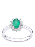 Mogul 18ct white gold emerald and diamond ring - British product