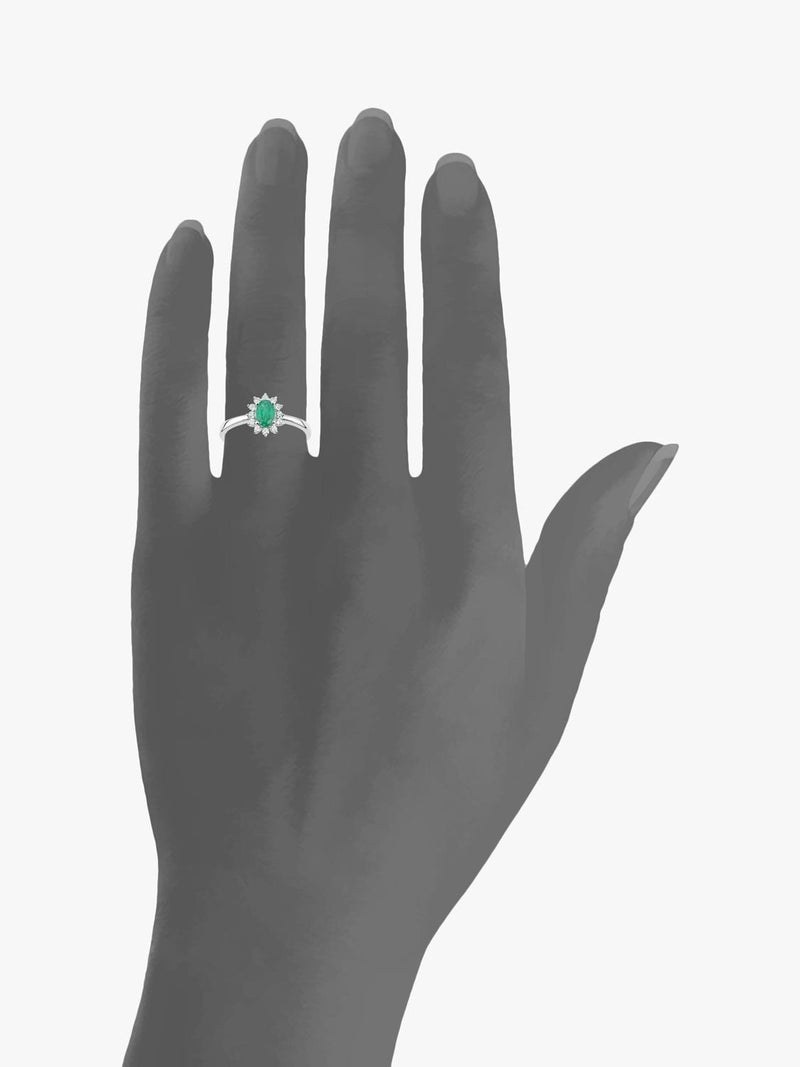 Mogul 18ct white gold emerald and diamond ring - British product