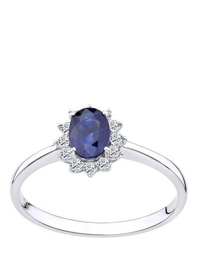 John Lewis Mogul 18ct White Gold Oval Sapphire and Diamond Ring- Buy online at McGrocer