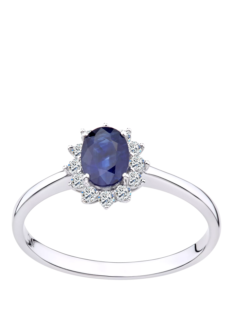 Mogul oval sapphire diamond ring 18ct, imported from the UK