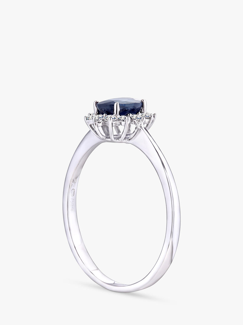 Mogul oval sapphire diamond ring 18ct, imported from the UK