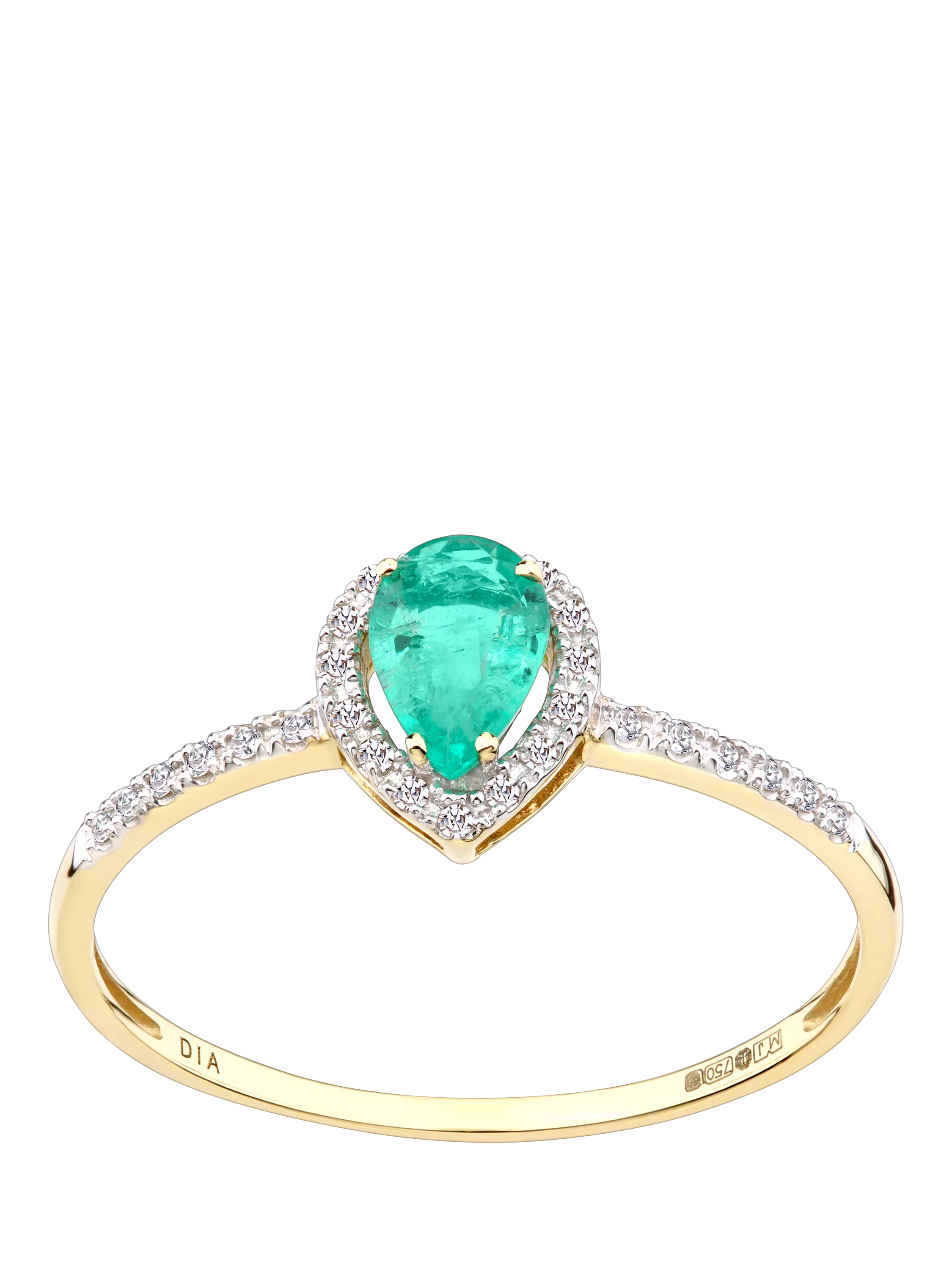 Mogul emerald diamond ring 18ct yellow gold cluster - British product