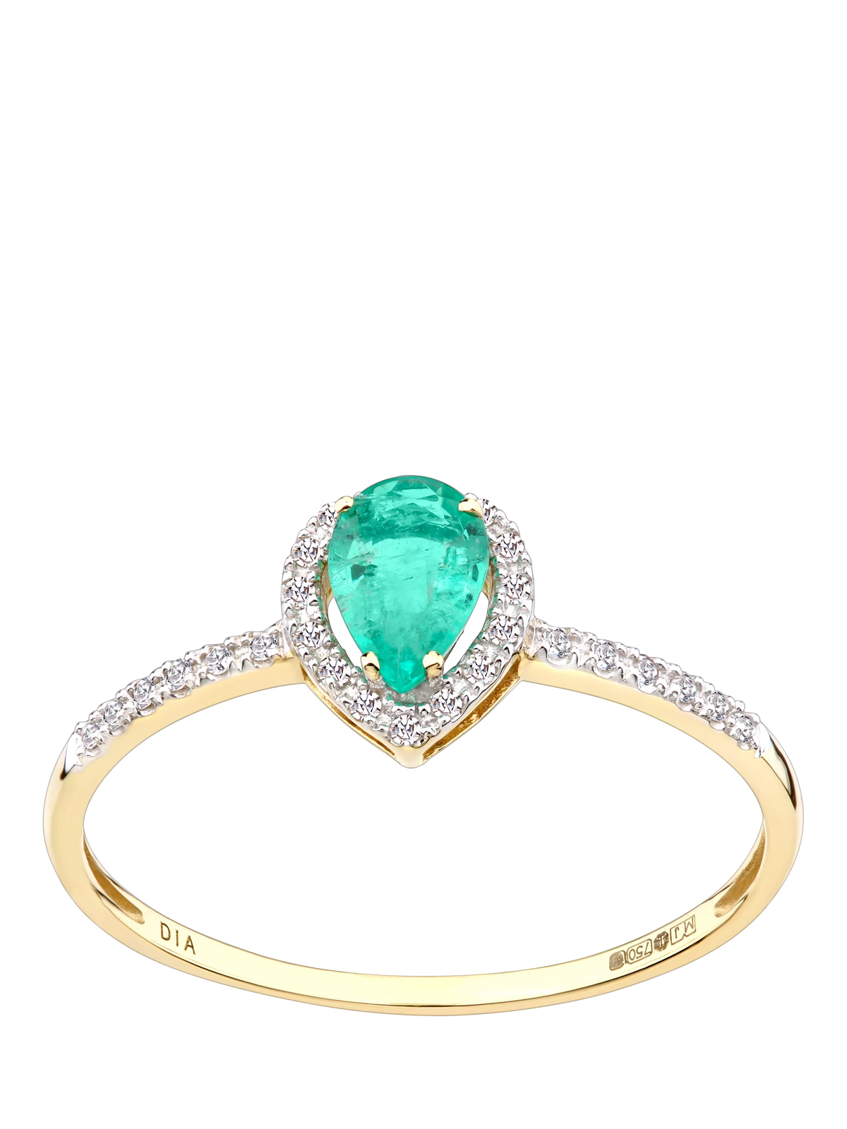 Mogul emerald diamond ring 18ct yellow gold cluster - British product