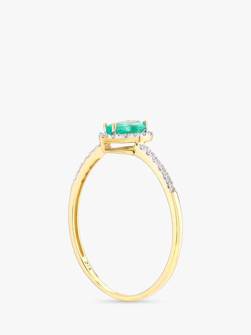 Mogul emerald diamond ring 18ct yellow gold cluster - British product