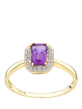 Mogul 9ct yellow gold amethyst diamond ring, imported from the UK