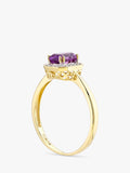 Mogul 9ct yellow gold amethyst diamond ring, imported from the UK