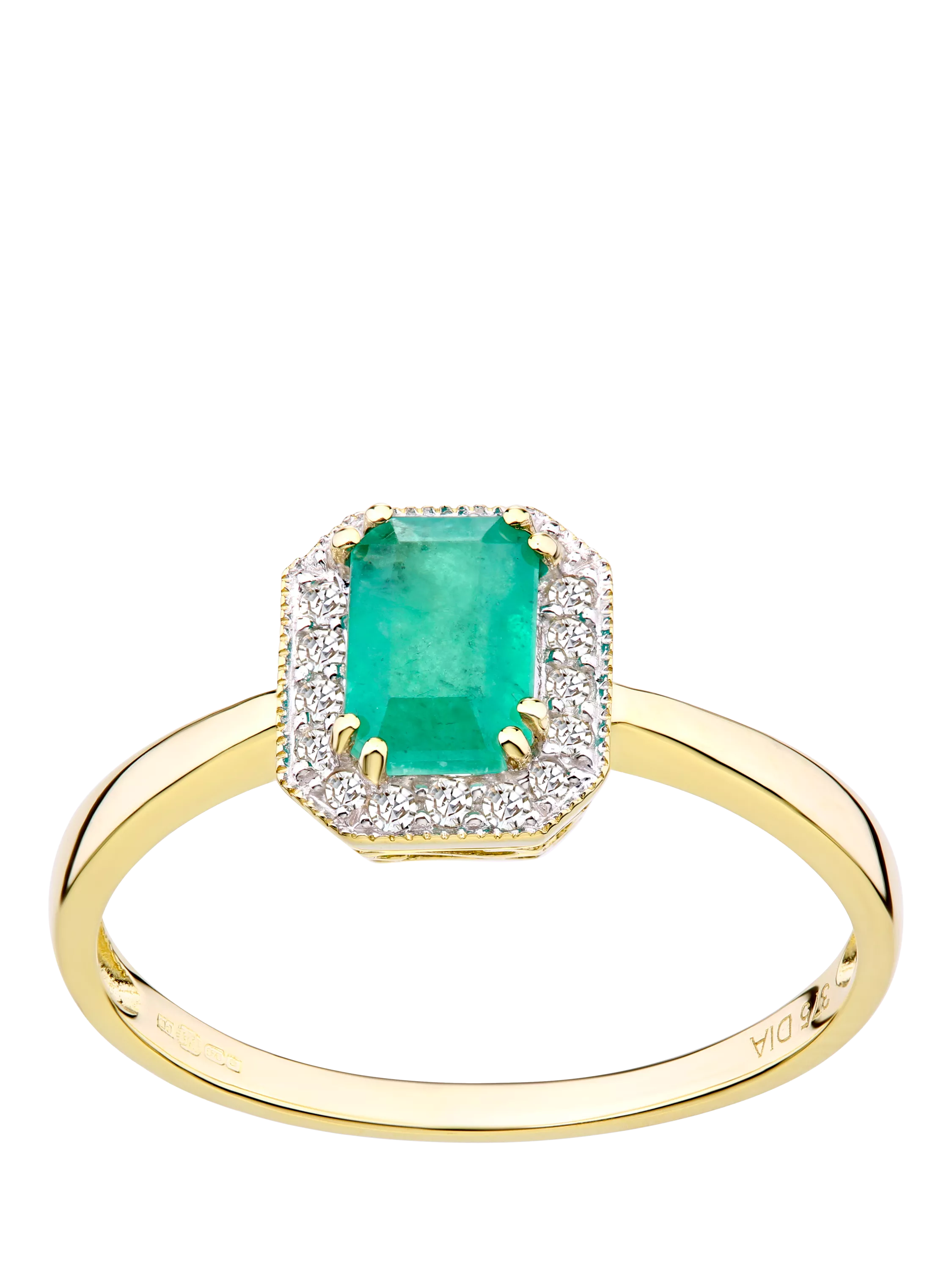 Mogul emerald and diamond ring 9ct yellow gold - British product