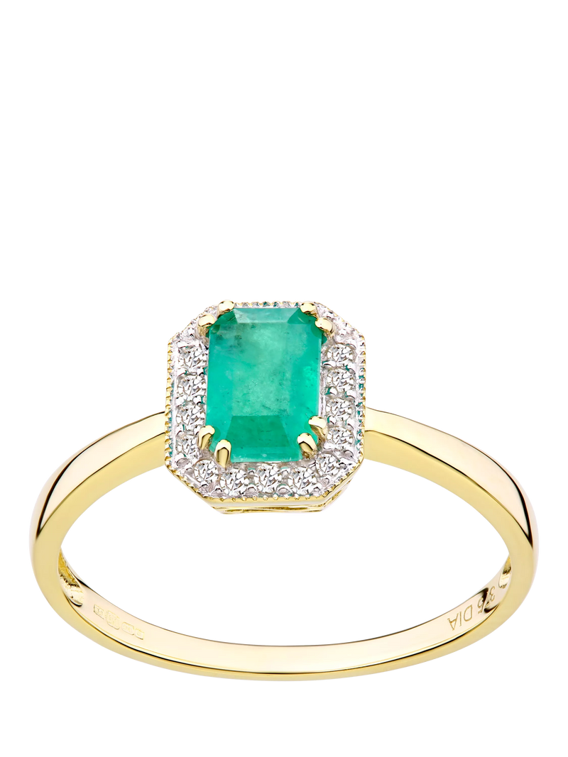 Mogul emerald and diamond ring 9ct yellow gold - British product