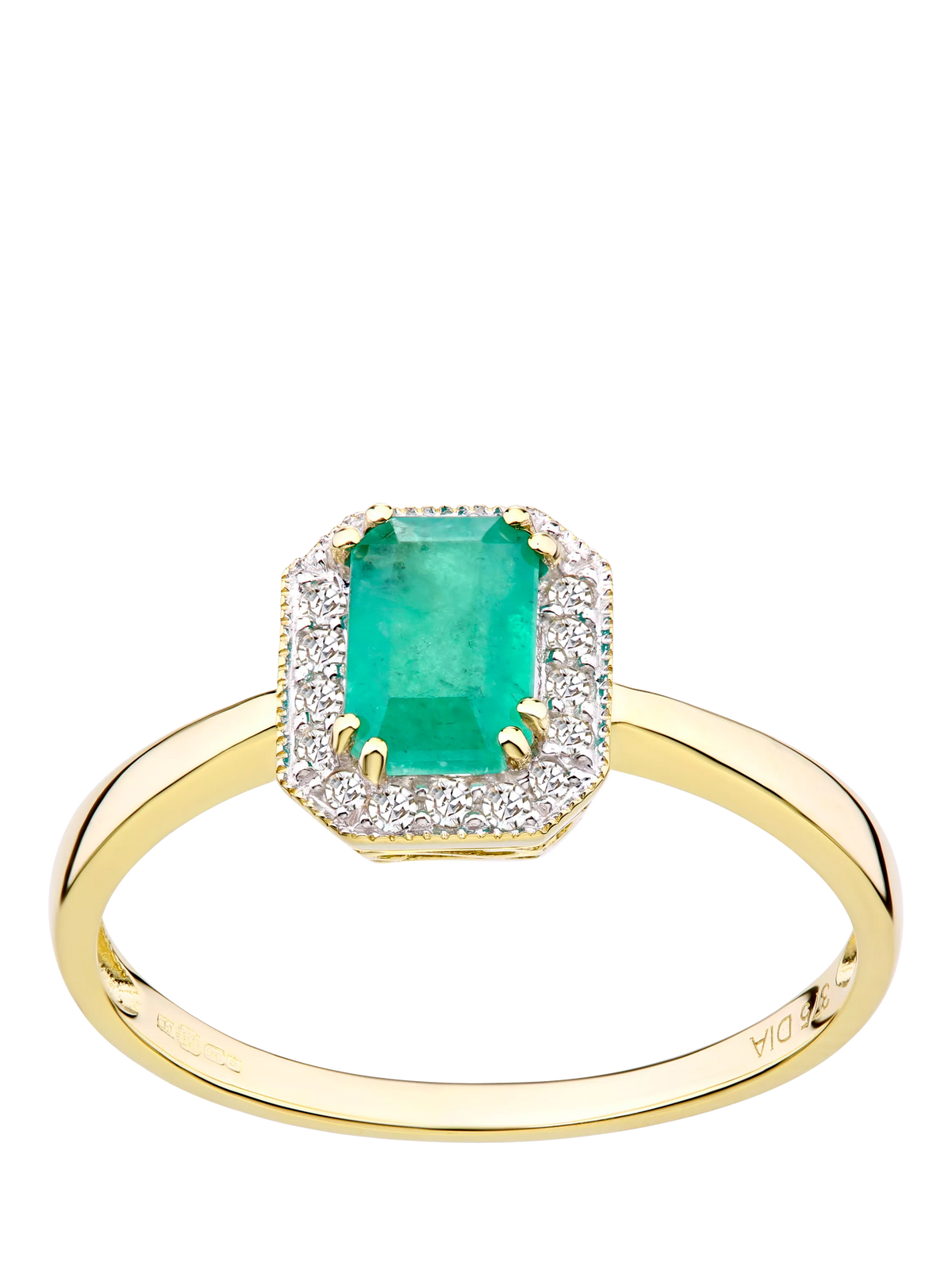 Mogul emerald and diamond ring 9ct yellow gold - British product