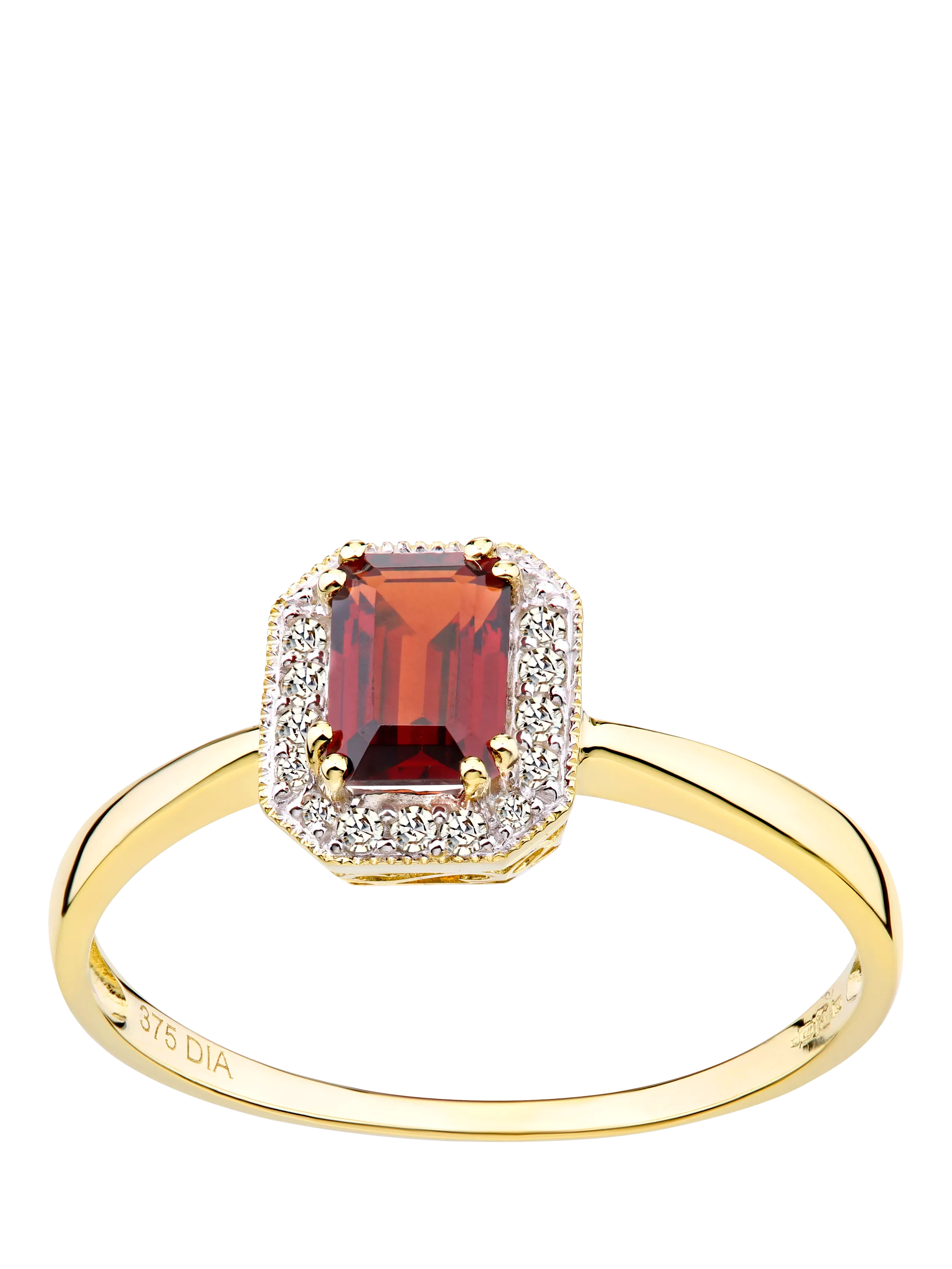 Mogul 9ct Yellow Gold Garnet and Diamond Ring, J