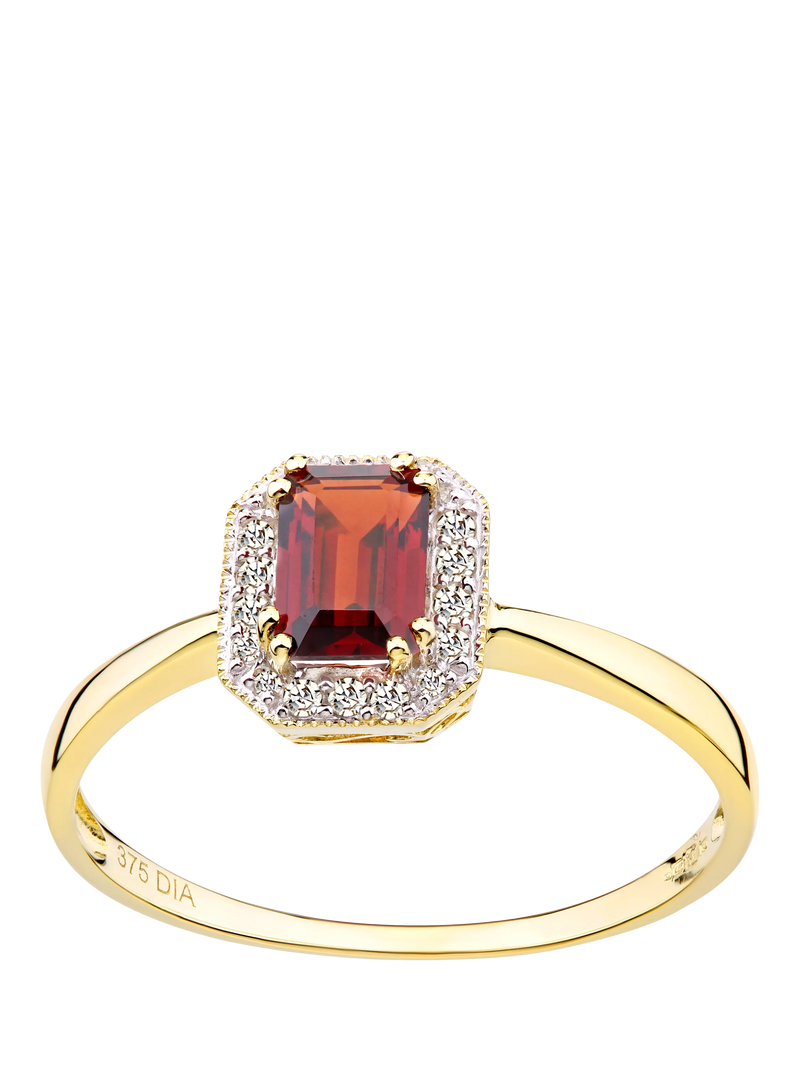 Mogul 9ct Yellow Gold Garnet and Diamond Ring, J