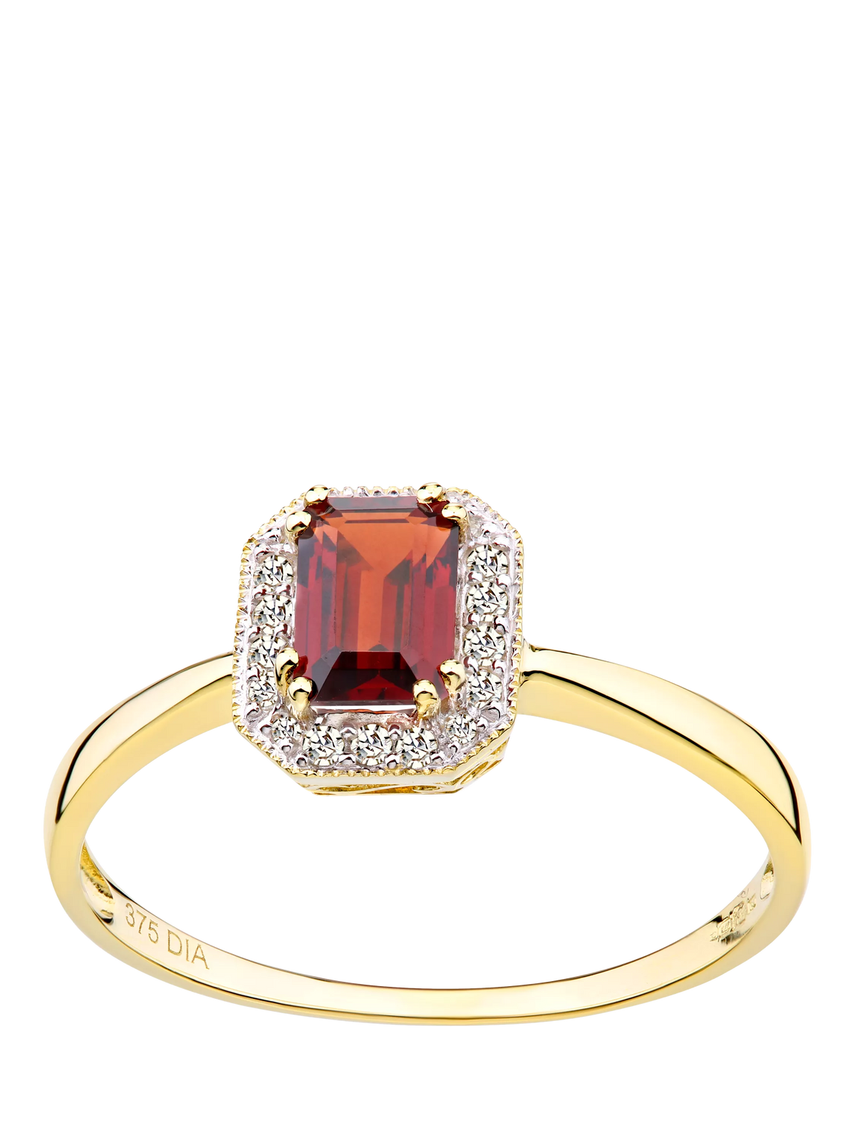 Mogul 9ct Yellow Gold Garnet and Diamond Ring, J