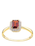 Mogul 9ct Yellow Gold Garnet and Diamond Ring, J