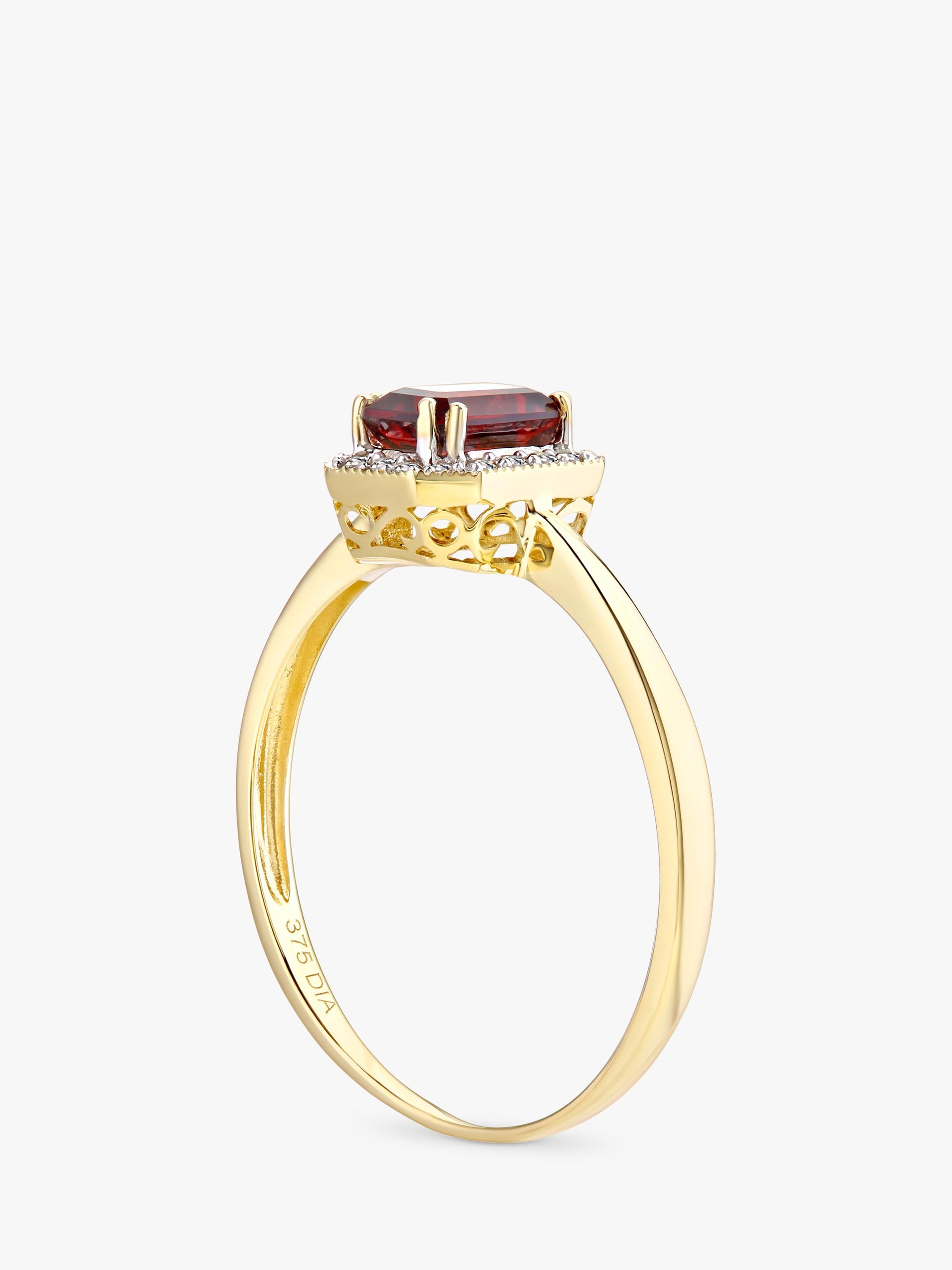 Mogul 9ct yellow gold garnet and diamond ring - British product