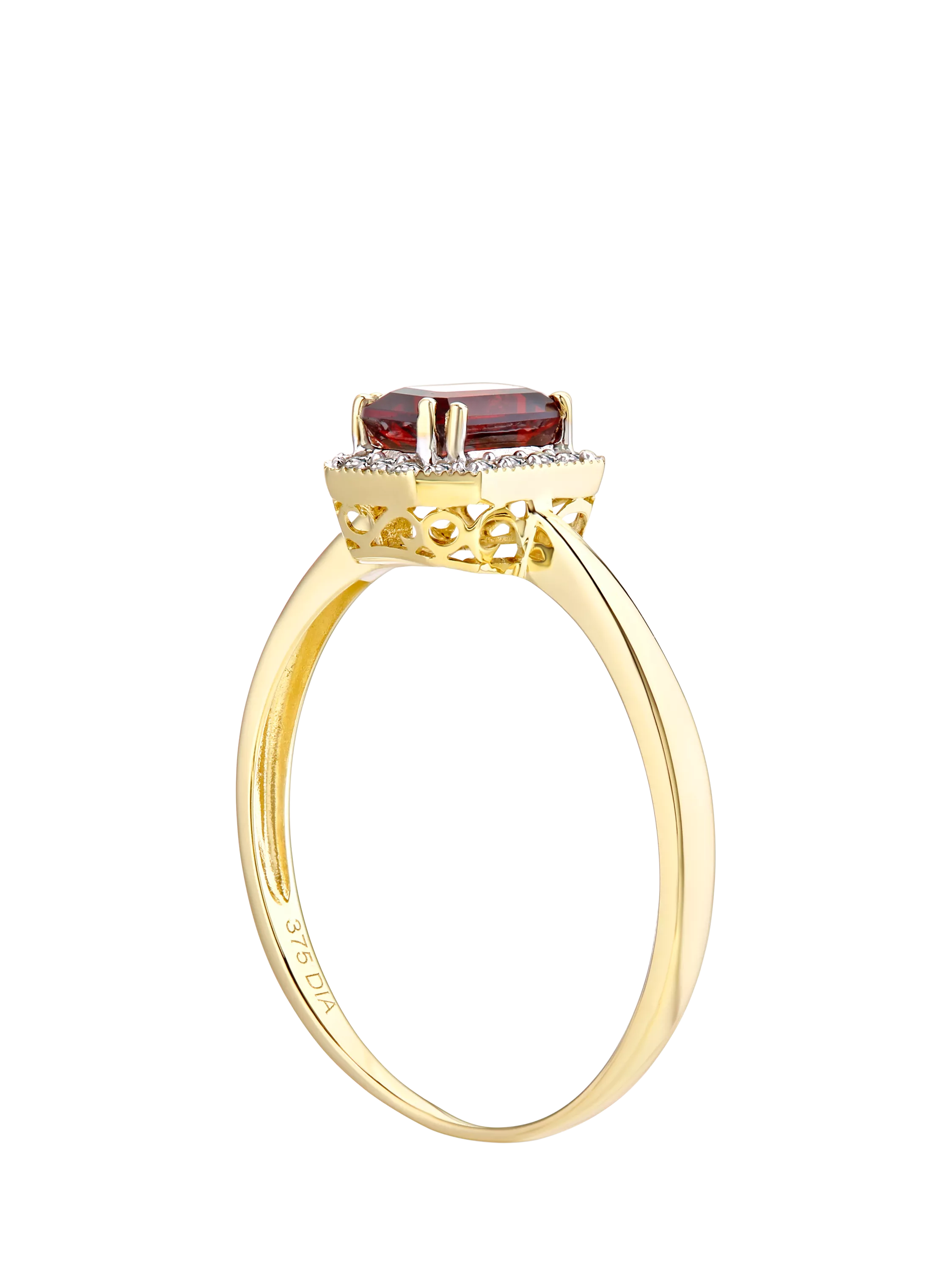Mogul 9ct yellow gold garnet and diamond ring - British product