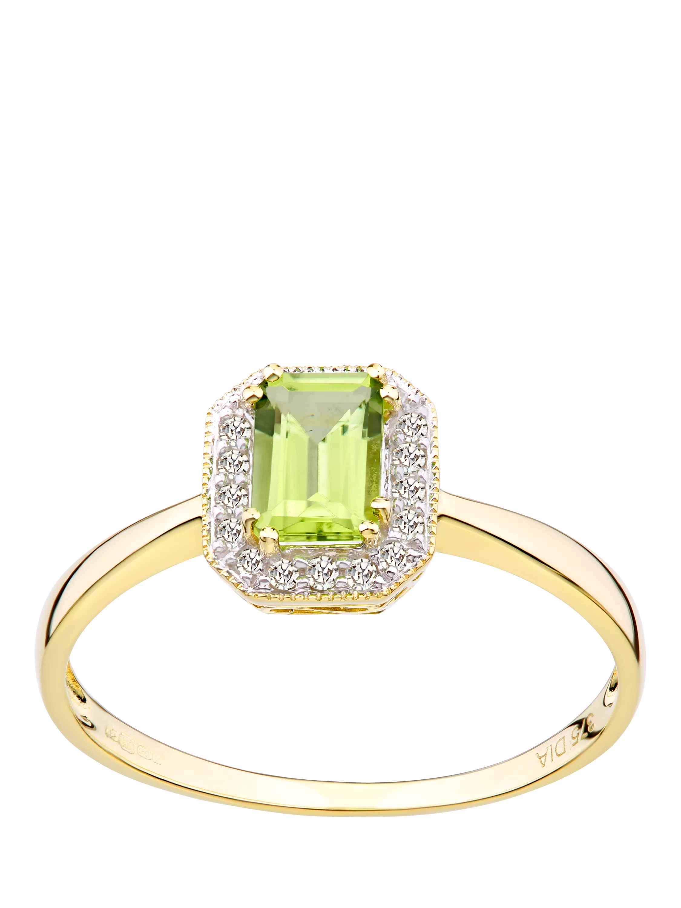 Mogul peridot diamond ring 9ct yellow gold 0.68ct - British product