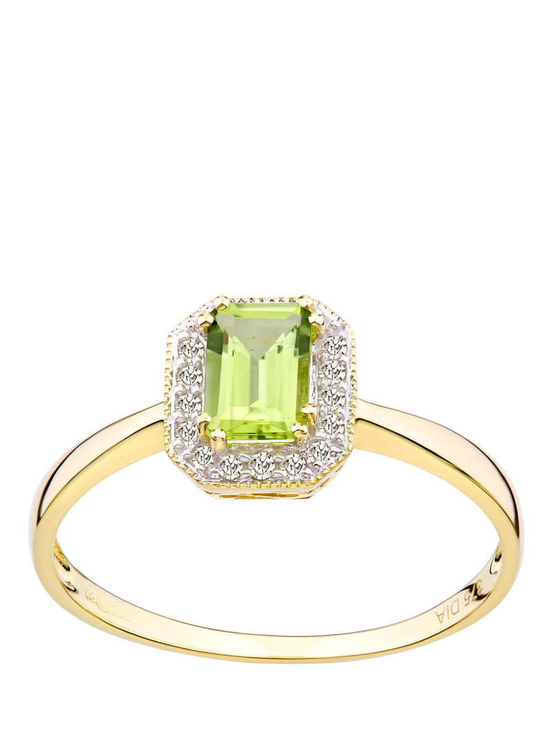 Mogul peridot diamond ring 9ct yellow gold 0.68ct - British product