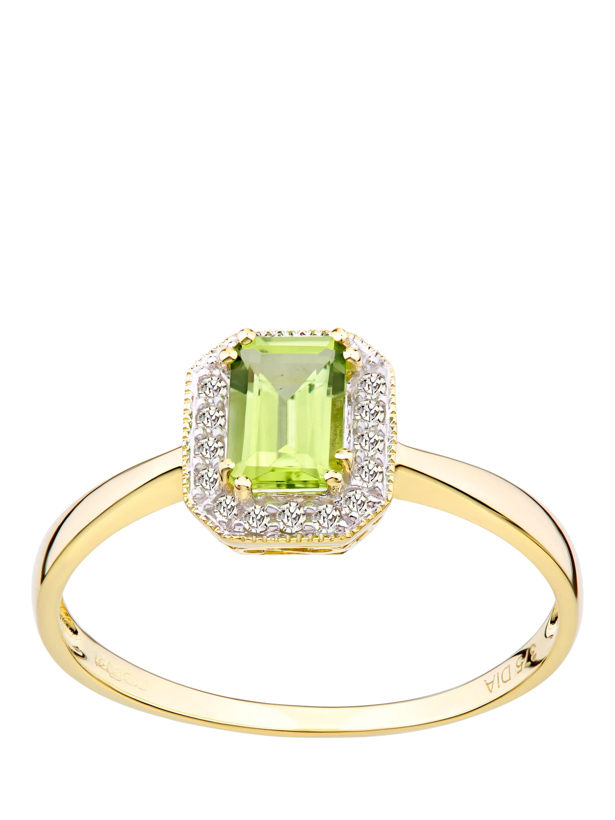 Mogul peridot diamond ring 9ct yellow gold 0.68ct - British product