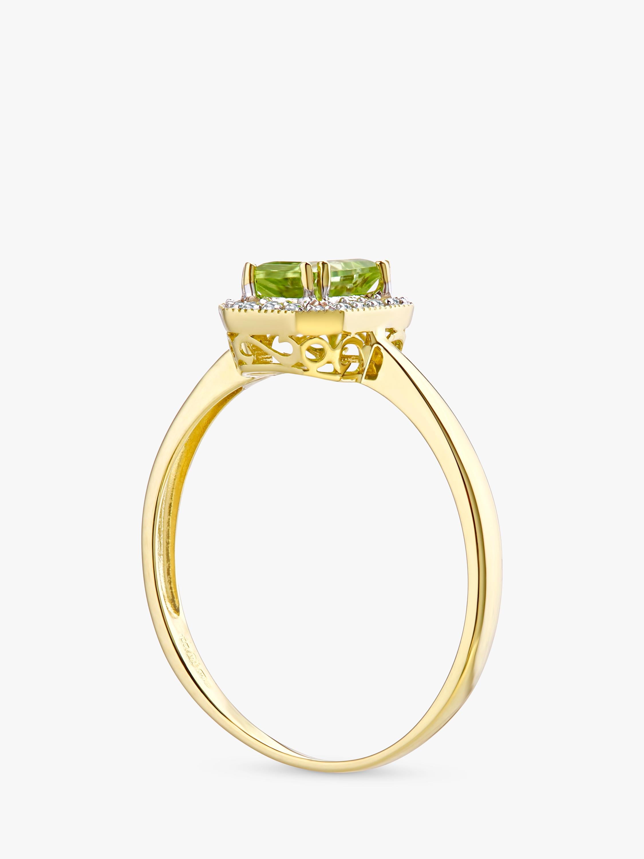 Mogul peridot diamond ring 9ct yellow gold 0.68ct - British product