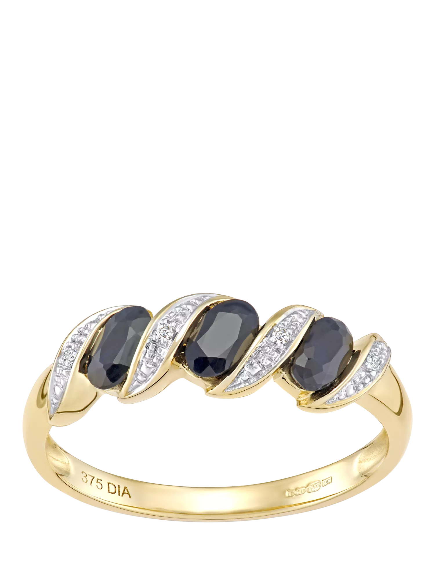 Mogul sapphire diamond eternity ring 9ct yellow gold, imported from the UK