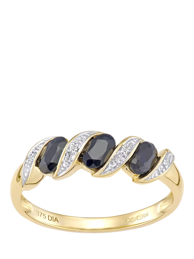 Mogul sapphire diamond eternity ring 9ct yellow gold, imported from the UK