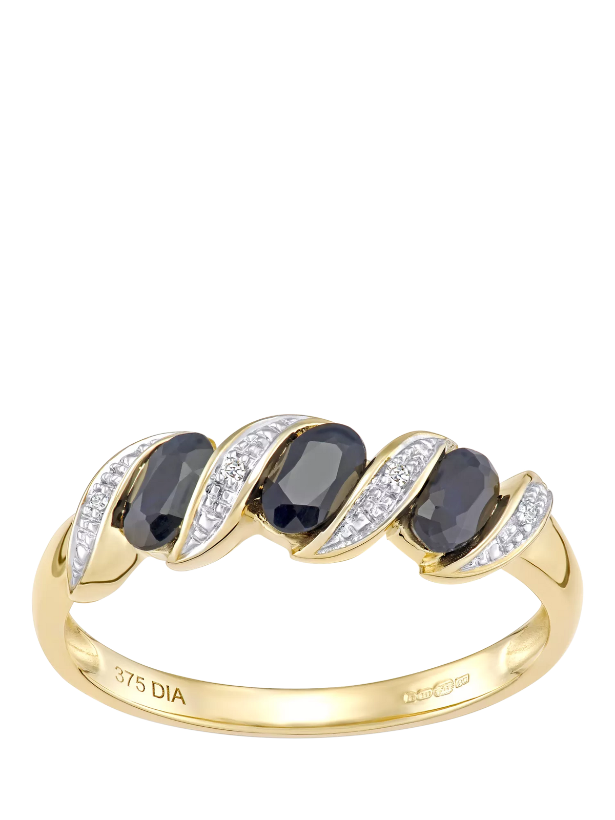 Mogul sapphire diamond eternity ring 9ct yellow gold, imported from the UK