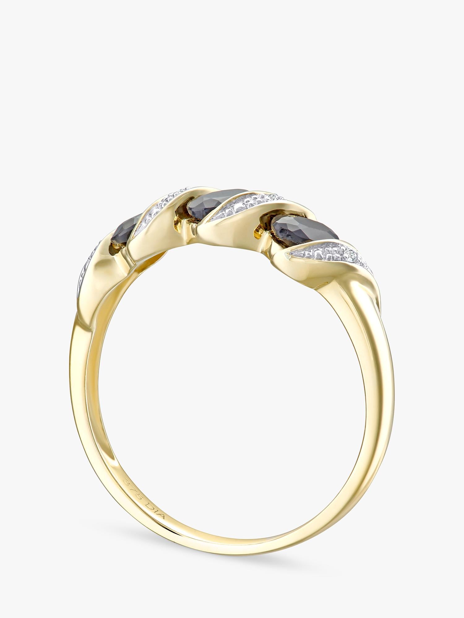 Mogul sapphire diamond eternity ring 9ct yellow gold, imported from the UK
