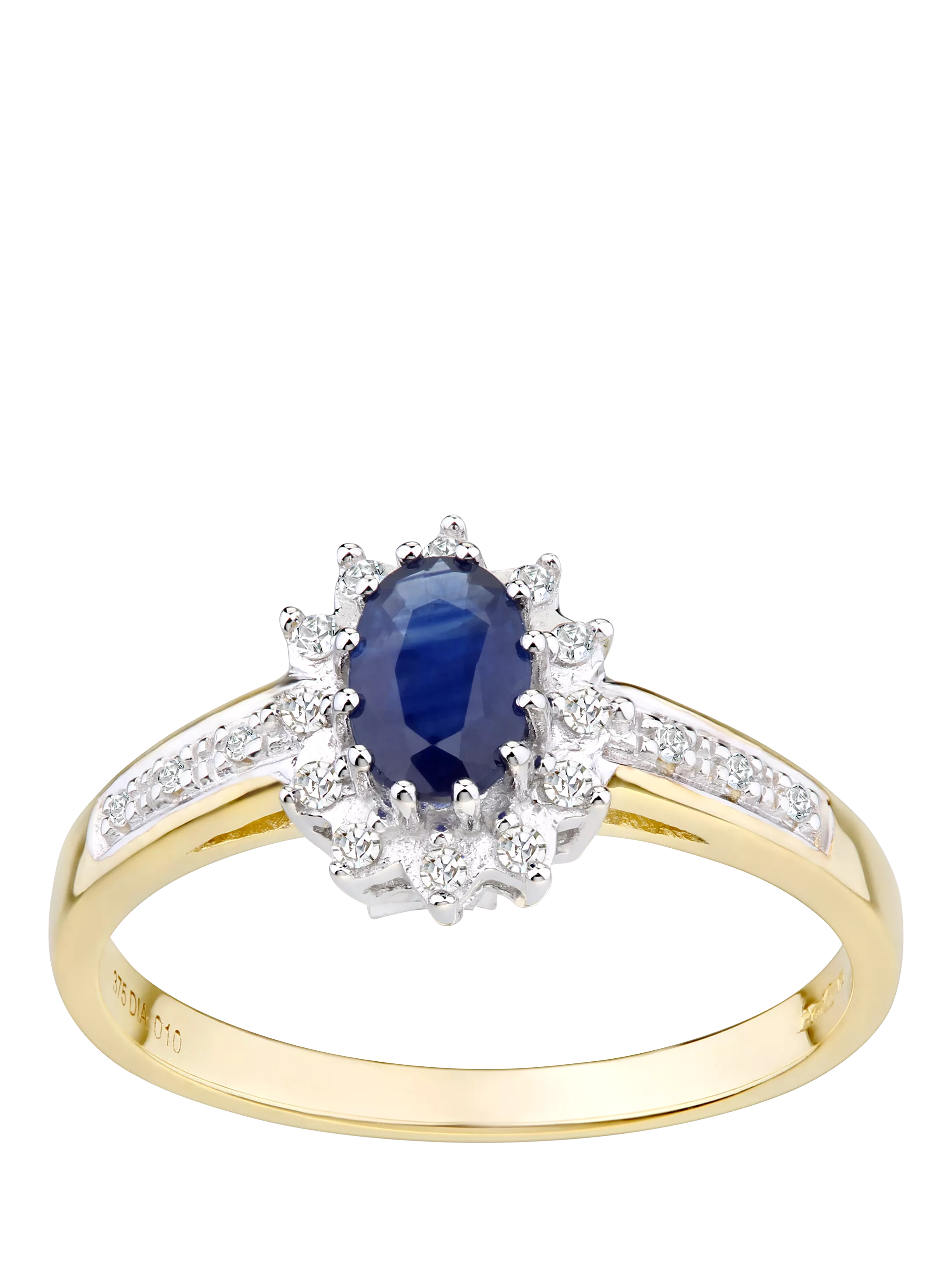 Mogul 9ct yellow gold sapphire diamond ring 0.60ct, UK version