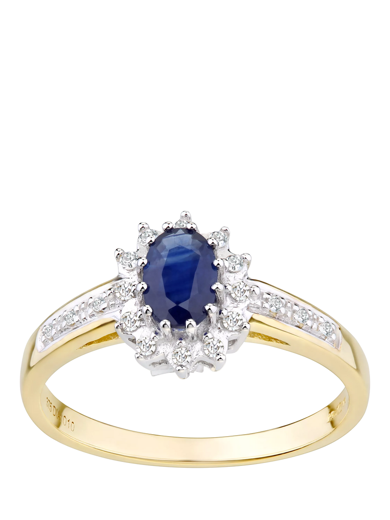 Mogul 9ct yellow gold sapphire diamond ring 0.60ct, UK version