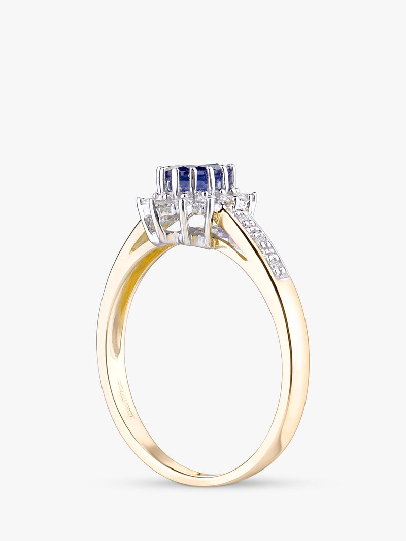 Mogul 9ct yellow gold sapphire diamond ring 0.60ct, UK version