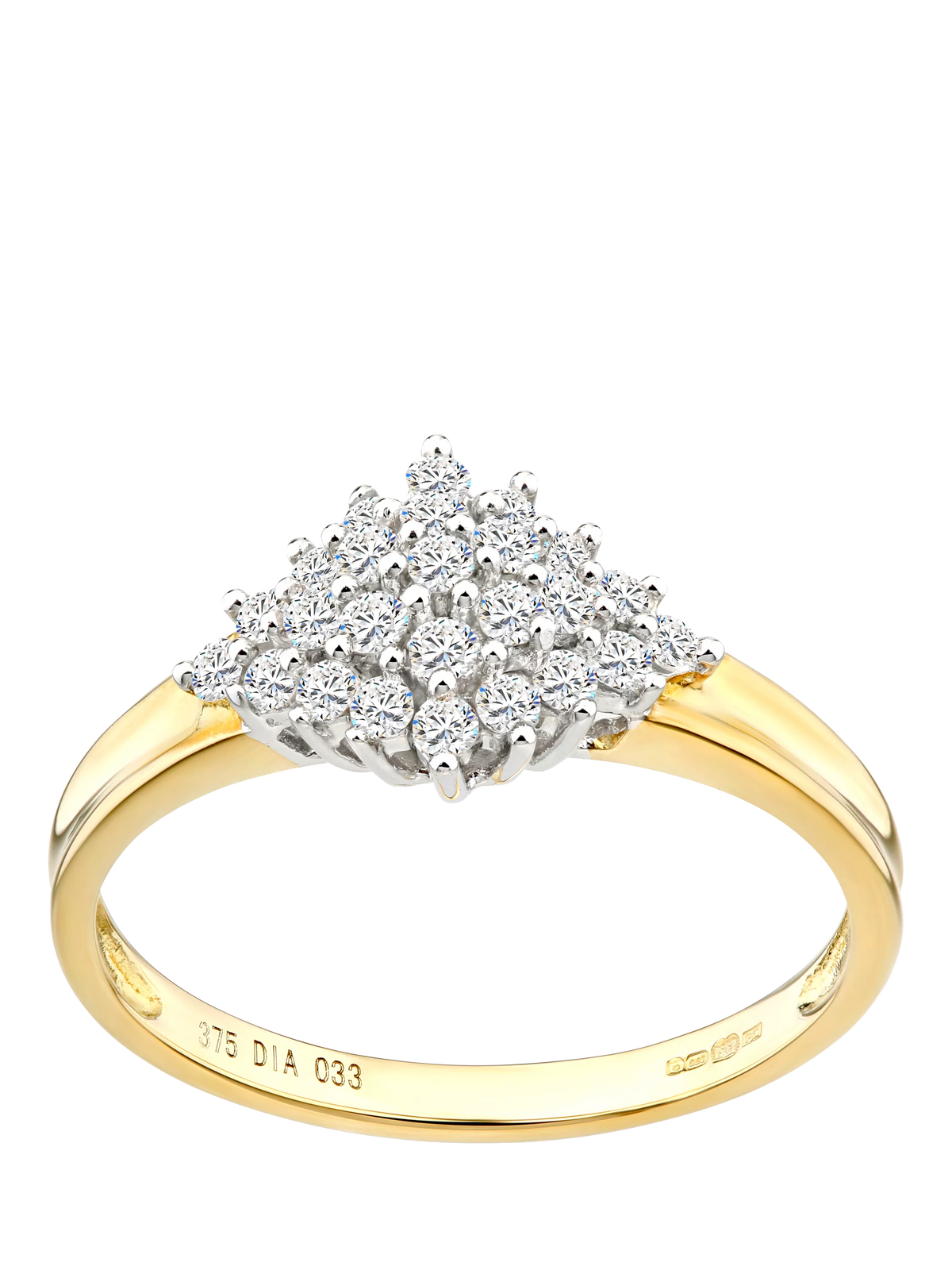 Mogul 9ct yellow gold marquise cluster diamond ring - British product