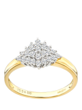 Mogul 9ct yellow gold marquise cluster diamond ring - British product