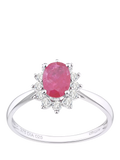 Mogul 9ct white gold oval ruby and diamond ring, UK version