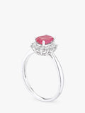 Mogul 9ct white gold oval ruby and diamond ring, UK version