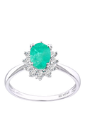 Mogul 9ct white gold emerald and diamond ring, UK version