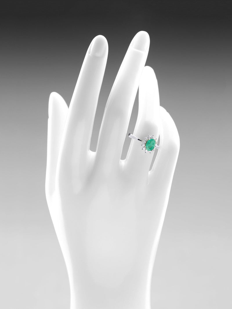 Mogul 9ct white gold emerald and diamond ring, UK version