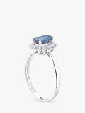Mogul 9ct white gold oval sapphire diamond ring, imported from the UK