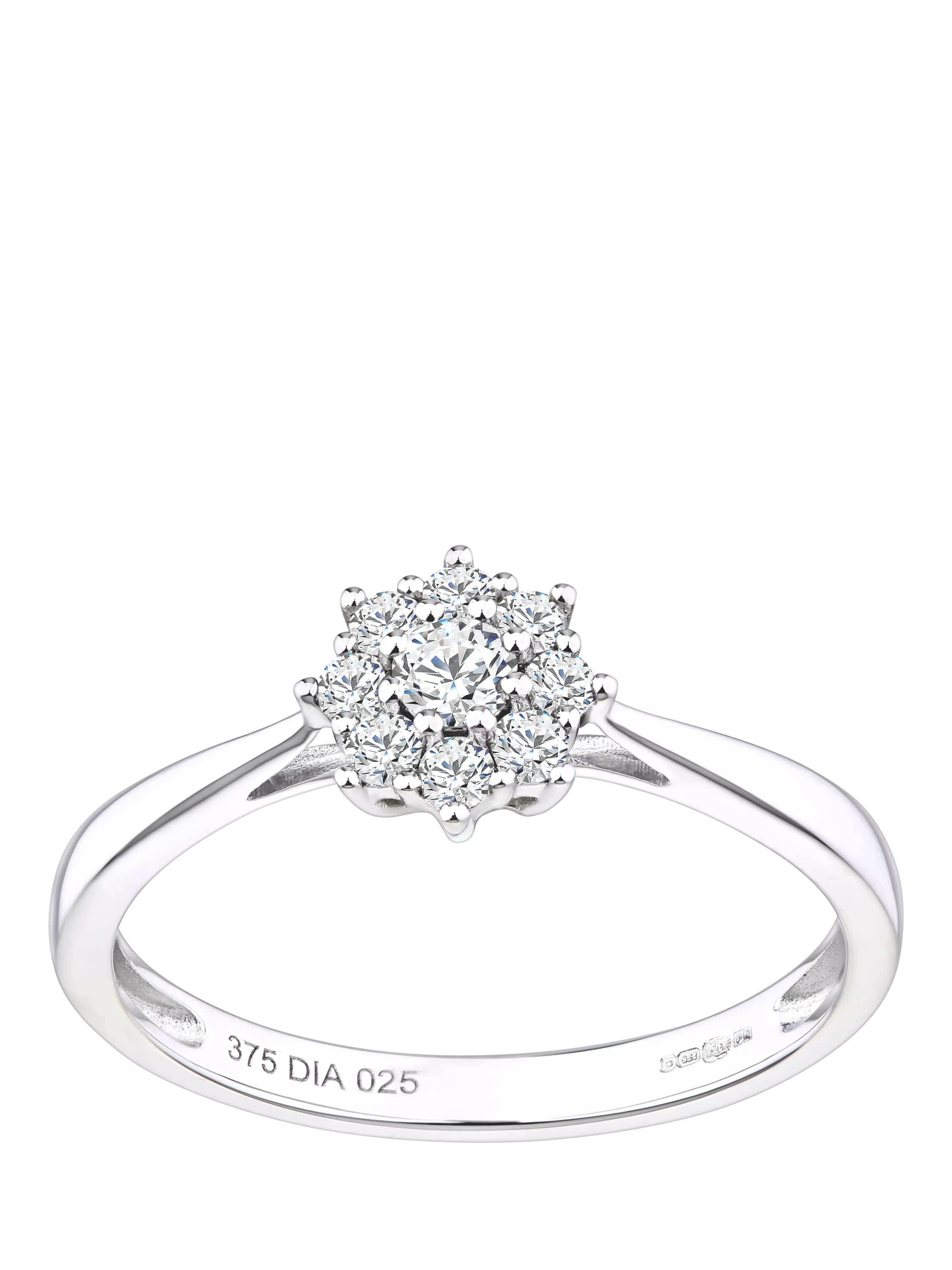 Mogul cluster diamond ring 9ct white gold - British product