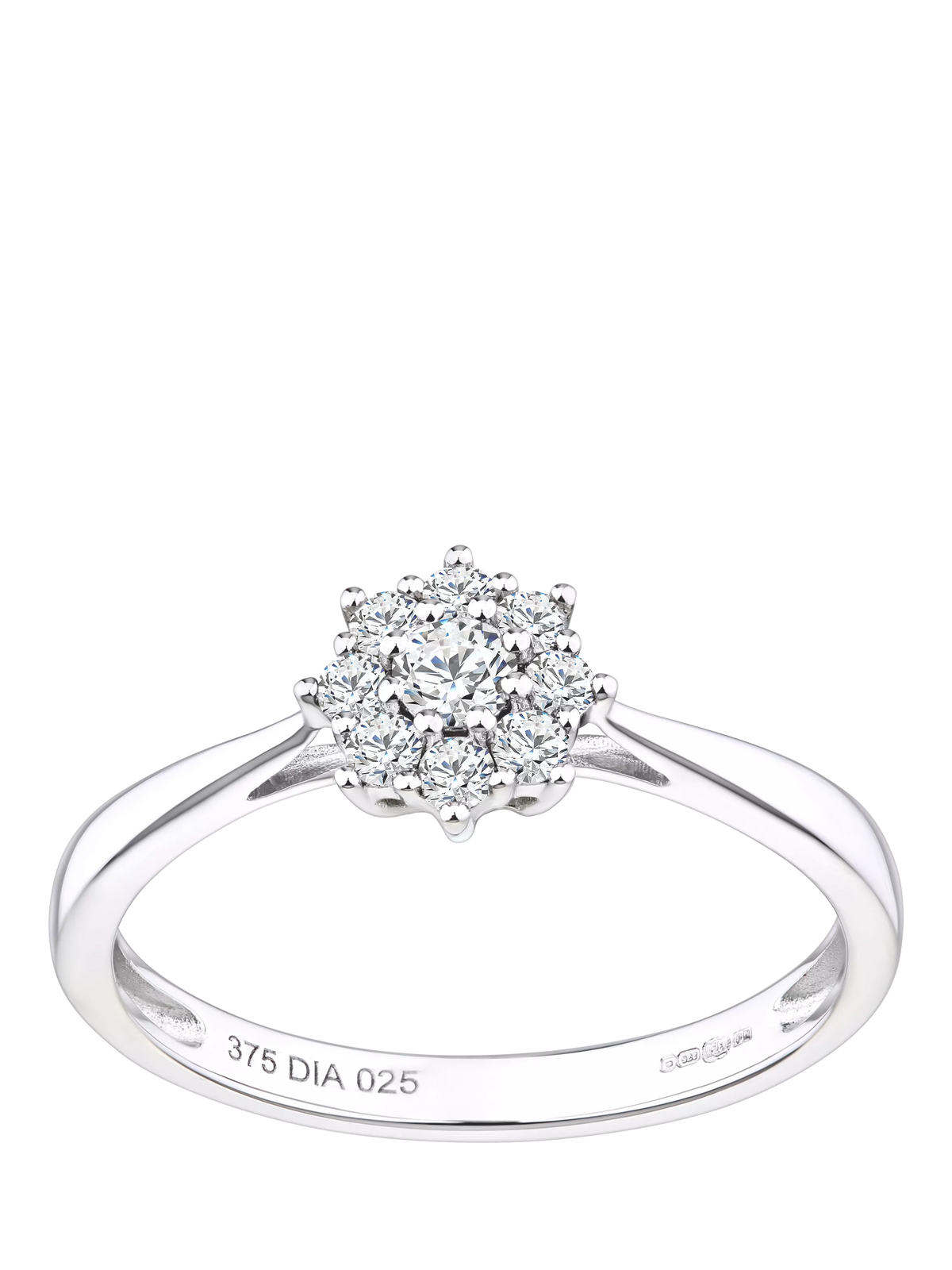 Mogul cluster diamond ring 9ct white gold - British product
