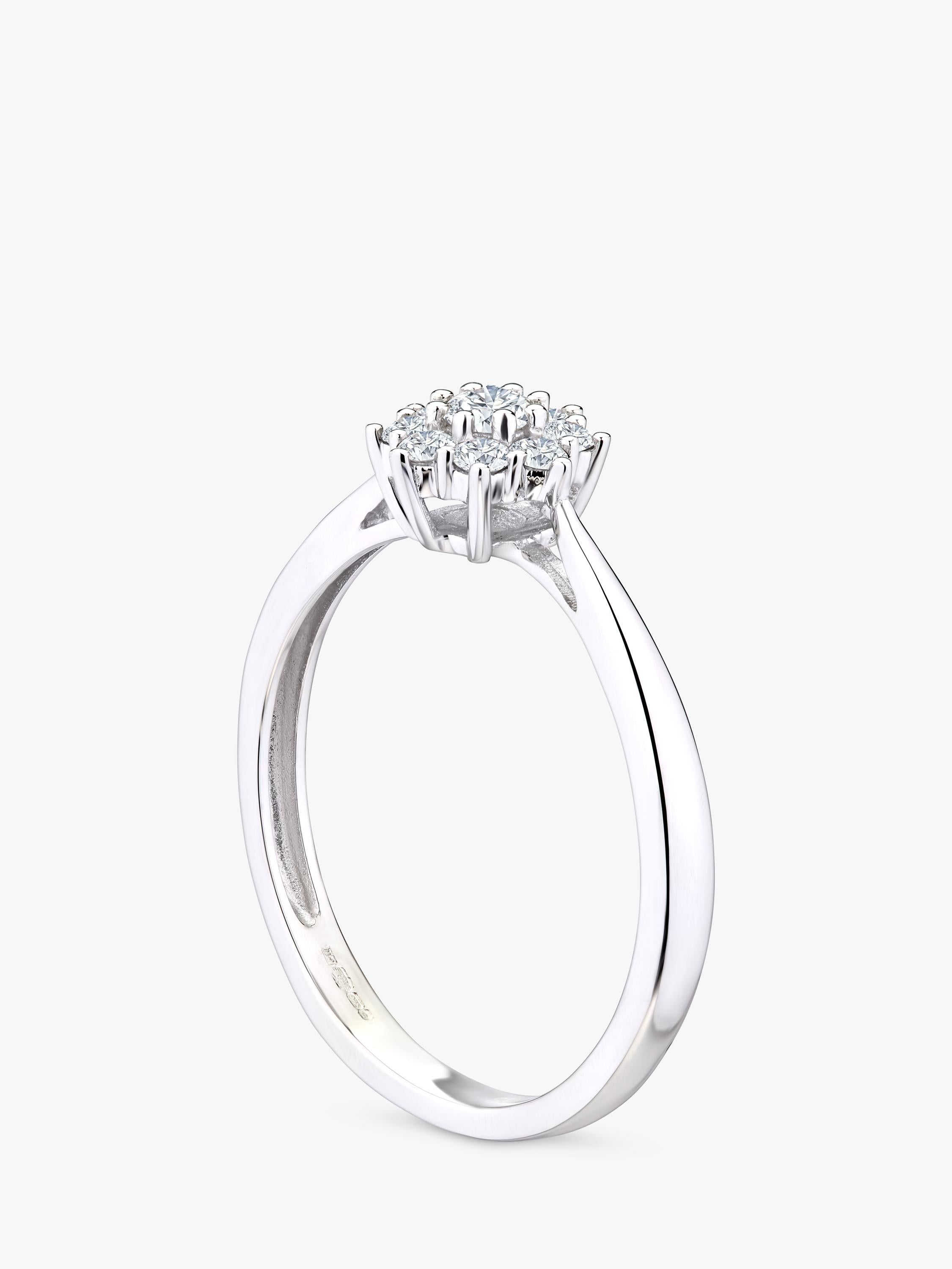 Mogul cluster diamond ring 9ct white gold - British product