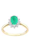 Mogul 9ct yellow gold emerald and diamond ring - British product
