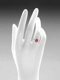 Mogul oval ruby and diamond ring 9ct yellow gold 1.35ct, imported from the UK