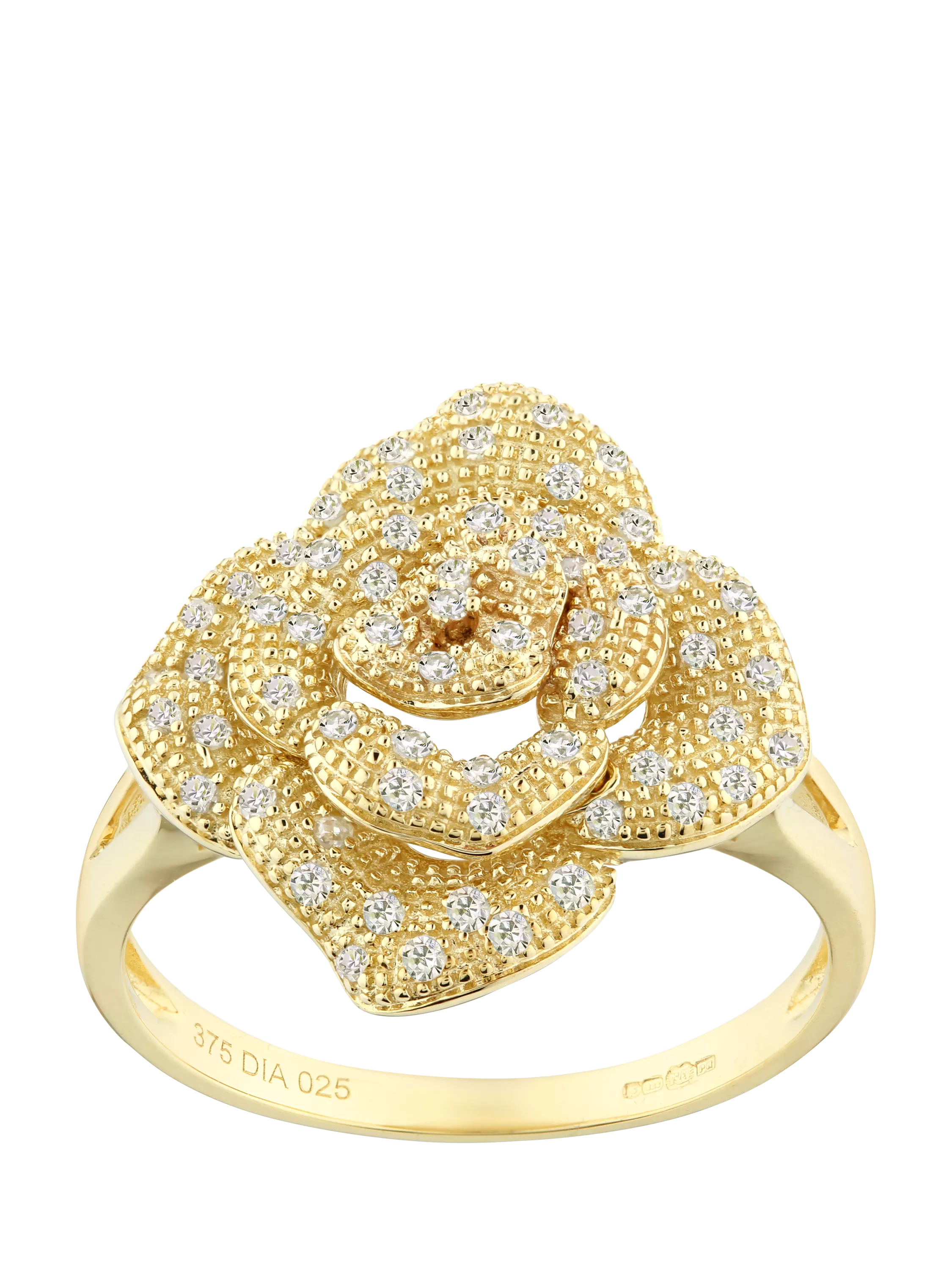 Mogul yellow gold flower cluster diamond ring 0.25ct, UK version