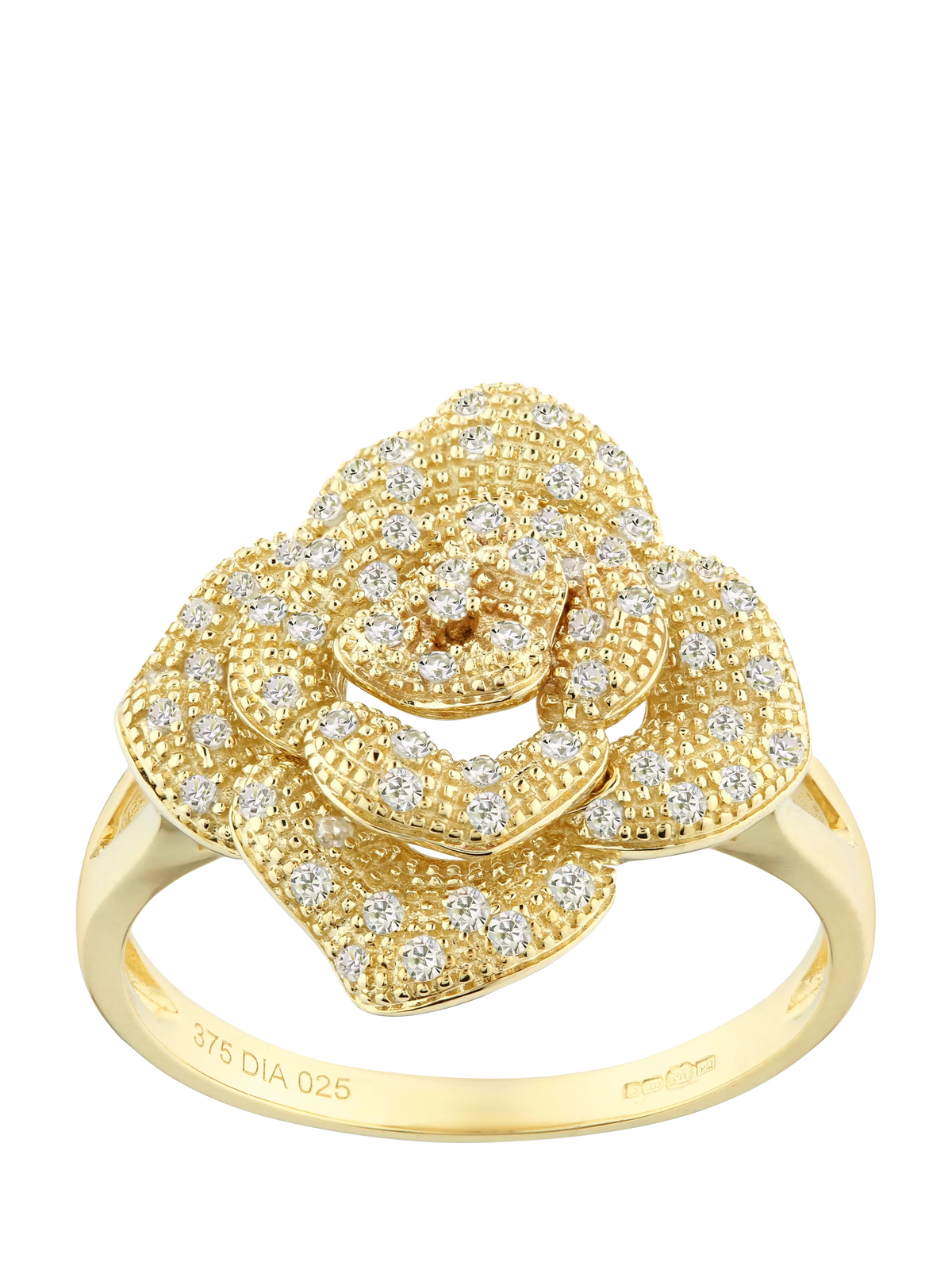 Mogul yellow gold flower cluster diamond ring 0.25ct, UK version