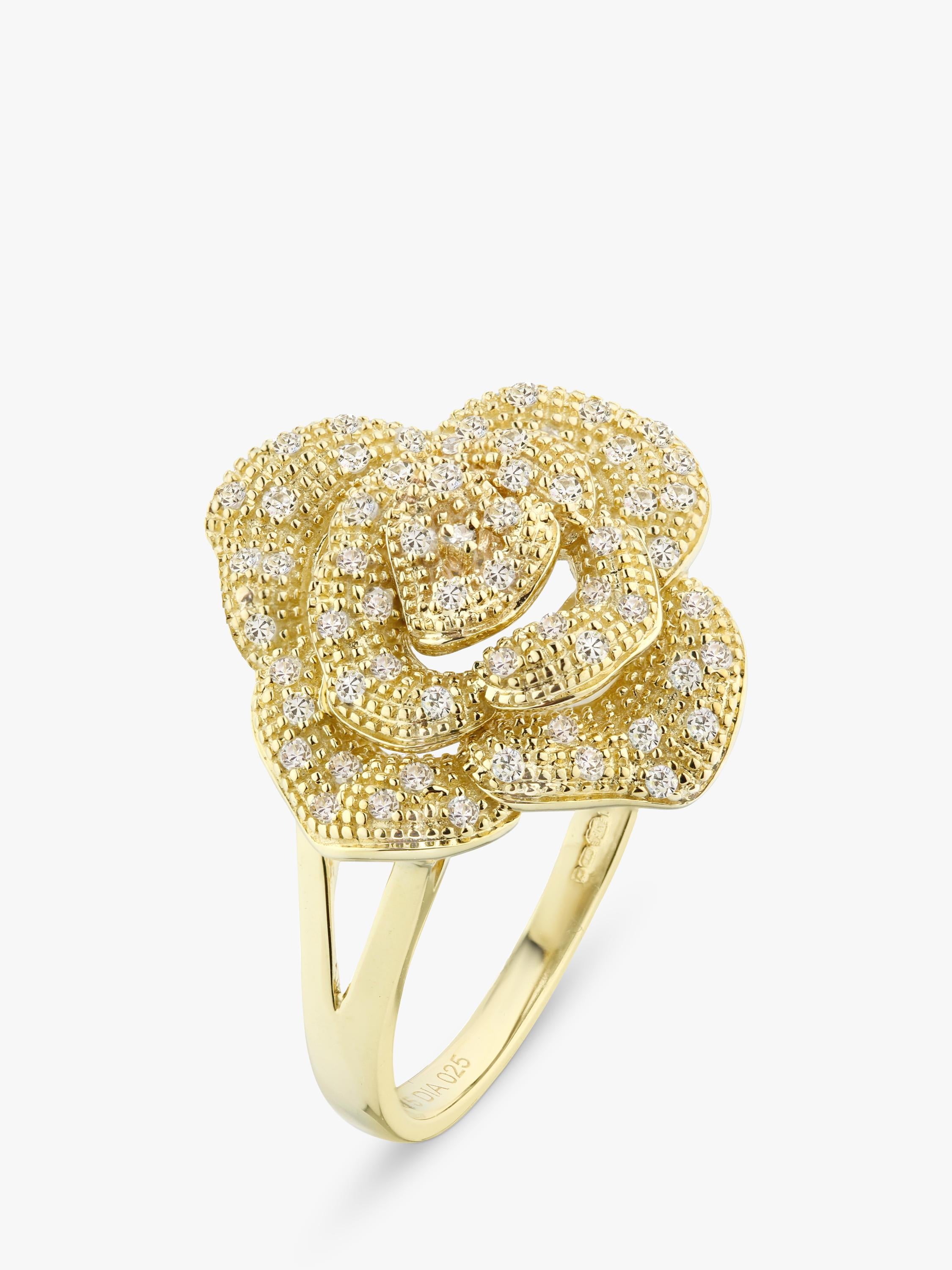 Mogul yellow gold flower cluster diamond ring 0.25ct, UK version